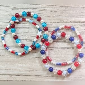 Patriotic Beaded Bracelets Set Of 4